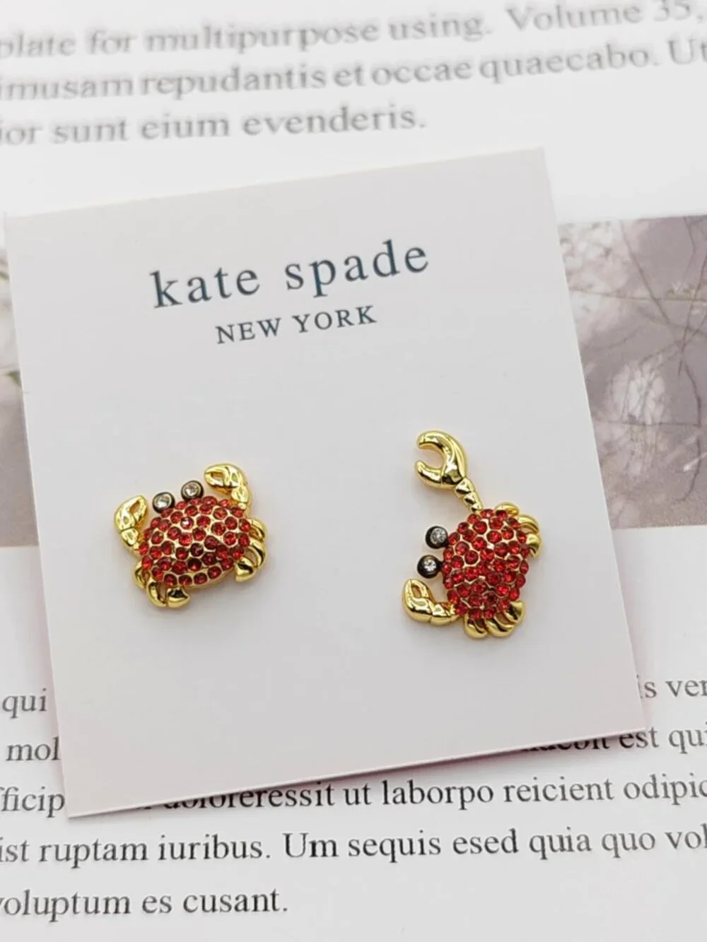 Kate Spade crab earrings Red